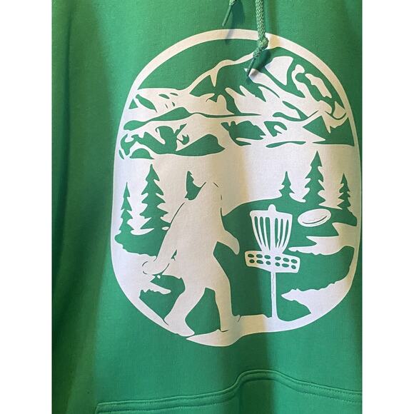 Disc Golf 3XL SASQUATCH Vinyl Logo Pullover Hoodie Sweatshirt Green - Picture 8 of 8